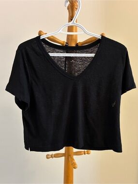 GAP Black V-Neck Short Sleeve Crop Top